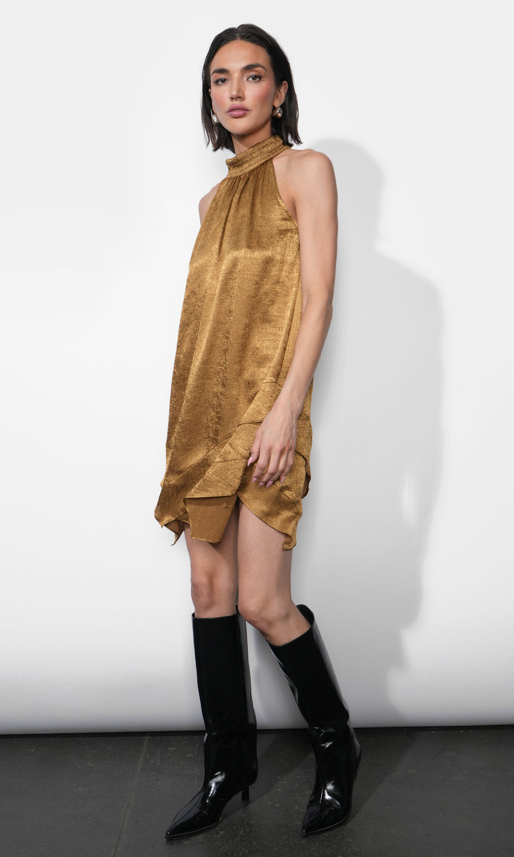 Quinn Tiered Asymmetric Hem Mini Dress