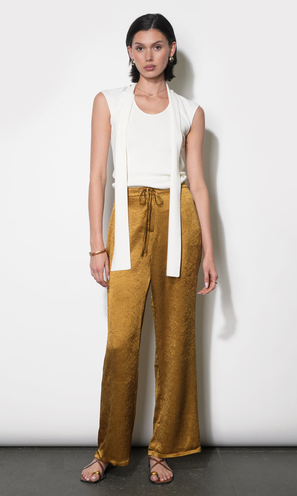 Nova Satin Drawstring Wide Leg Pants