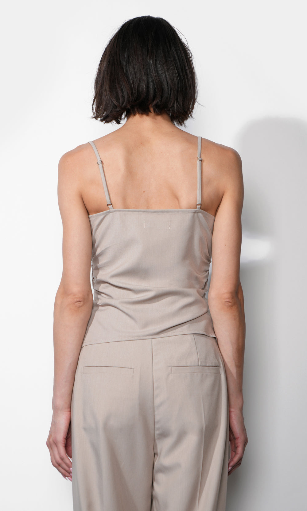 Acacia Fold Over Neck Cinched Waist Asymmetric Top