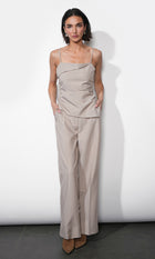 Acacia Fold Over Neck Cinched Waist Asymmetric Top