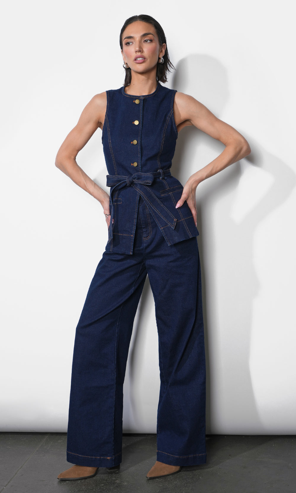 Luna Wide Leg Denim Trousers