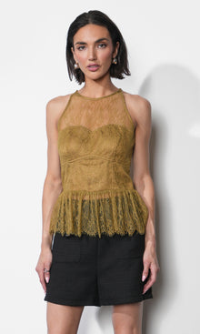 Flora Sheer Lace Over Lay Halter Top
