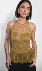 Flora Sheer Lace Over Lay Halter Top