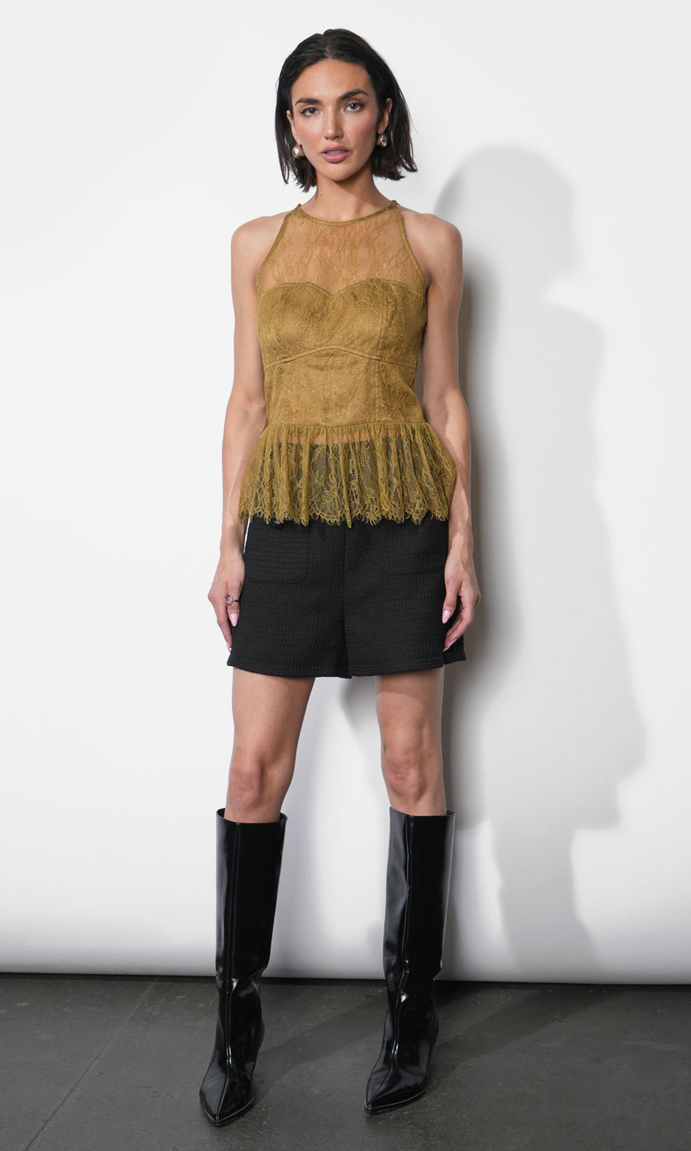 Flora Sheer Lace Over Lay Halter Top