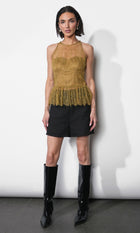 Flora Sheer Lace Over Lay Halter Top