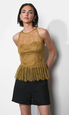 Flora Sheer Lace Over Lay Halter Top