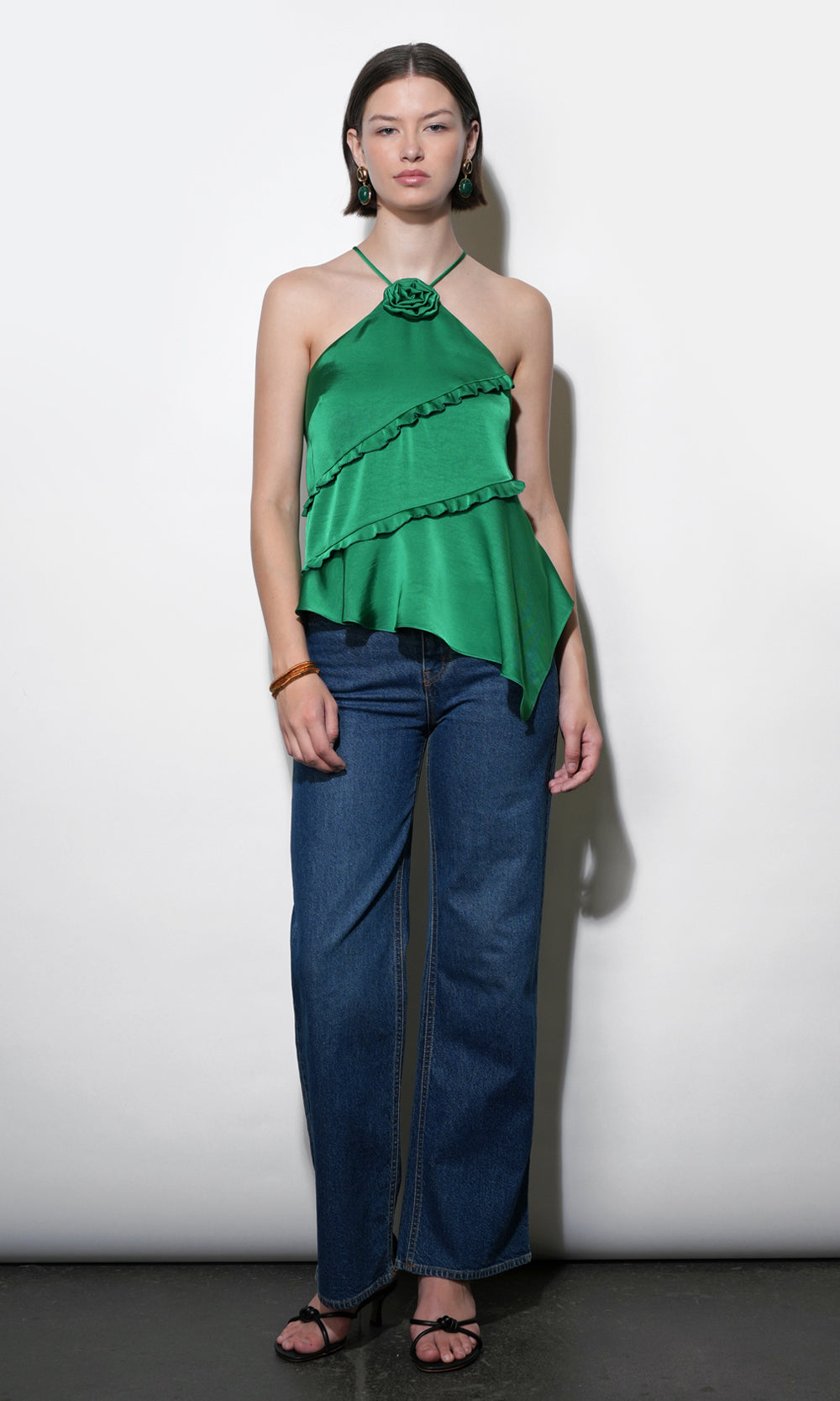 Mia Asymmetric Rosette Halter Top