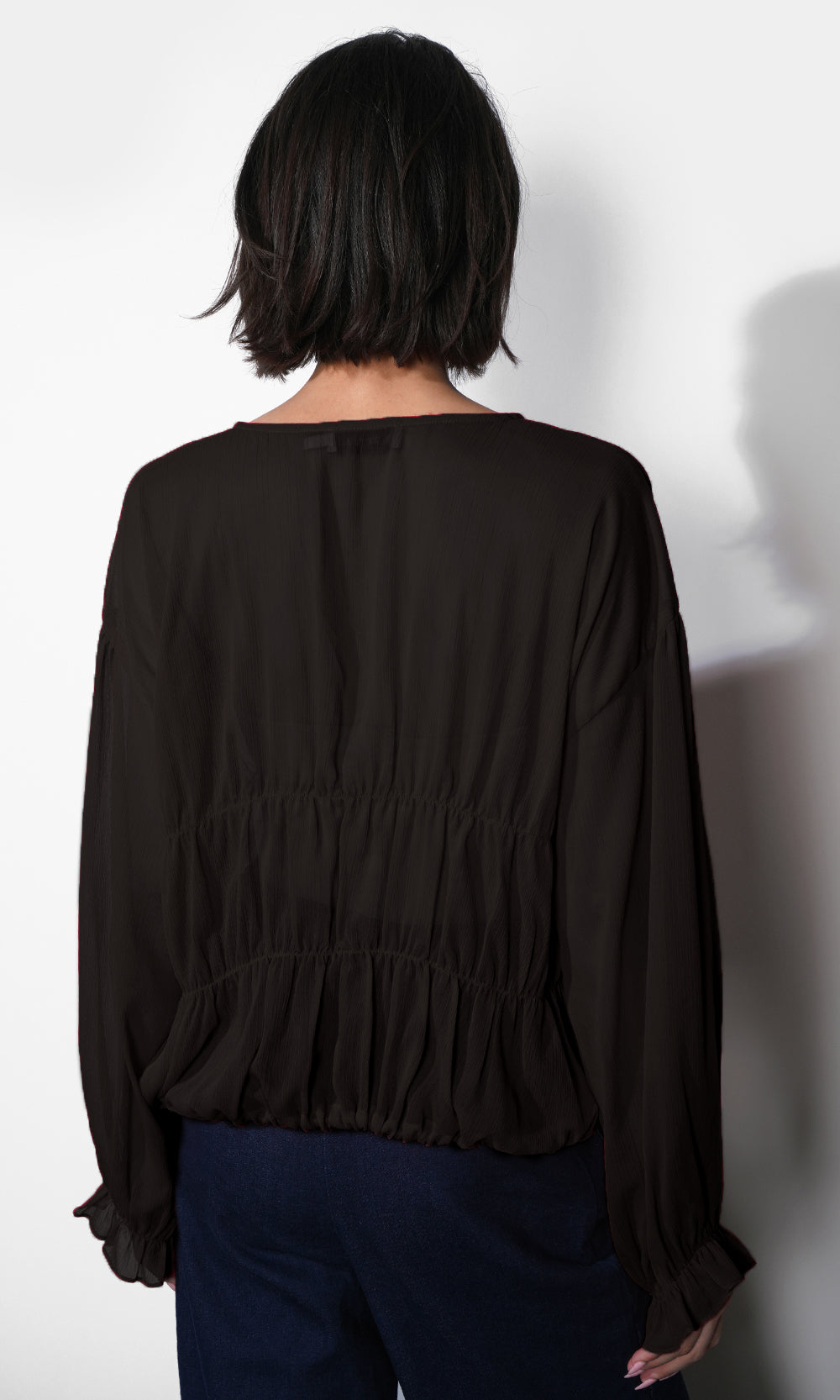 Lainey Flowy Button Front Black Blouse