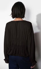 Lainey Flowy Button Front Black Blouse