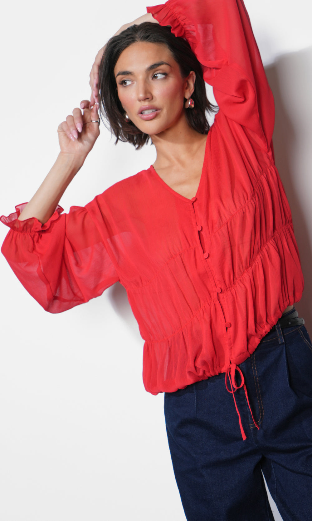 Lainey Flowy Button Front Blouse