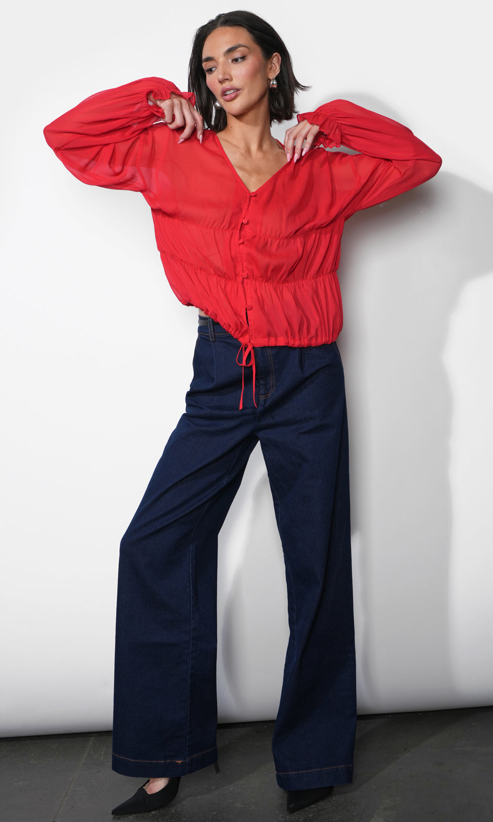 Lainey Flowy Button Front Blouse