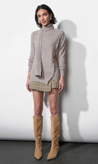 Acacia Scarf Neck Asymmetric Button Up Sweater