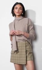 Acacia Scarf Neck Asymmetric Button Up Sweater