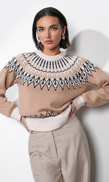 Karine Fair Isle Balloon Sleeve Sweater