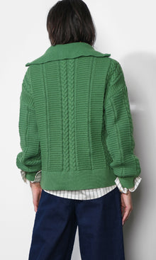 Mila Half Zip Up Cable Knit Sweater