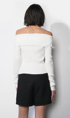 Linnea Button Down Off Shoulder Sweater Top