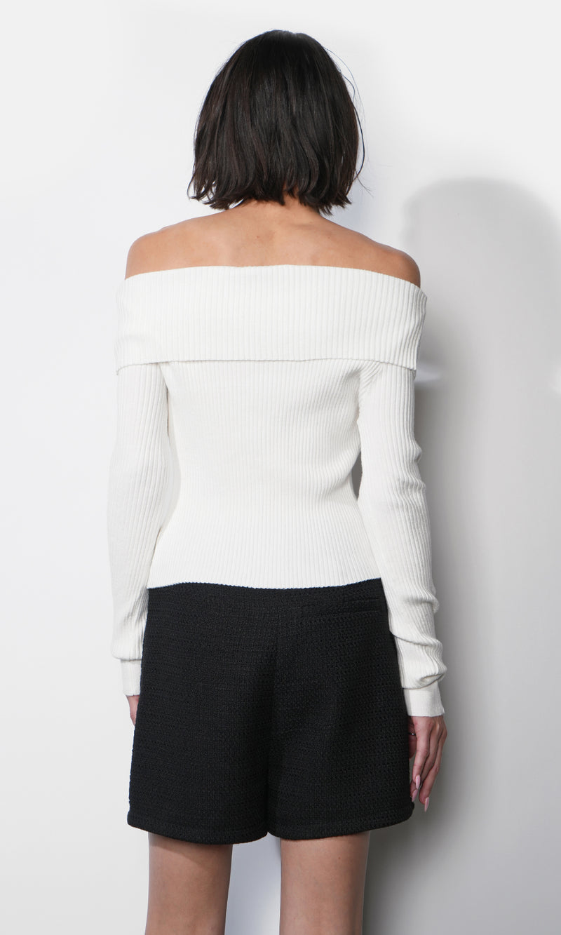 Linnea Button Down Off Shoulder Sweater Top