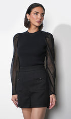 Honey Sheer Sleeve Sweater Top