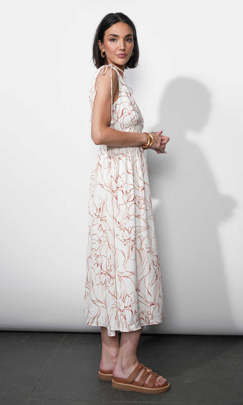 Sadie Sleeveless Tie Shoulder Midi Dress