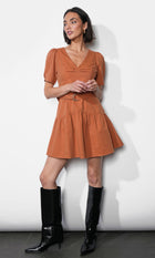 Hayden Puff Sleeve Belted Flare Dress