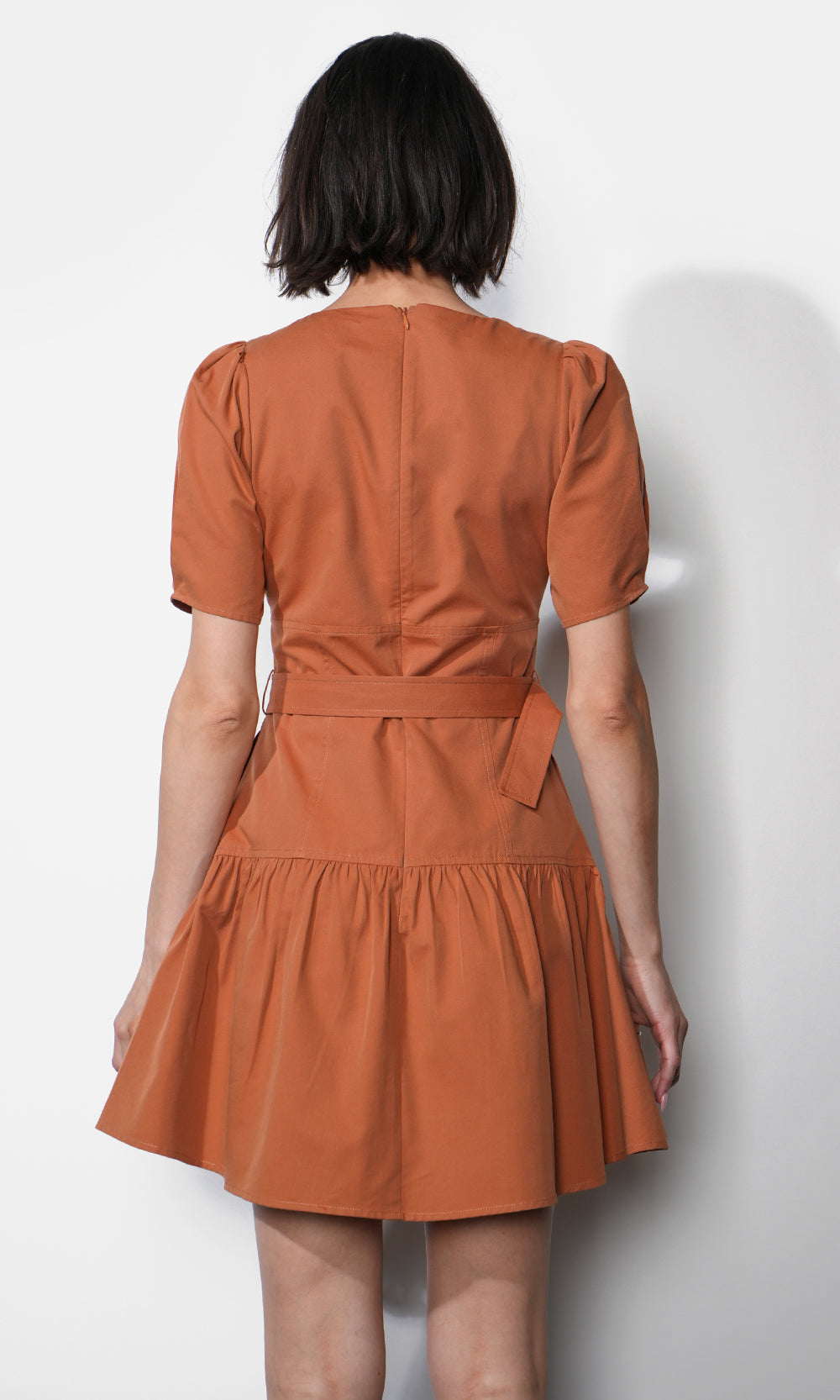 Hayden Puff Sleeve Belted Flare Dress