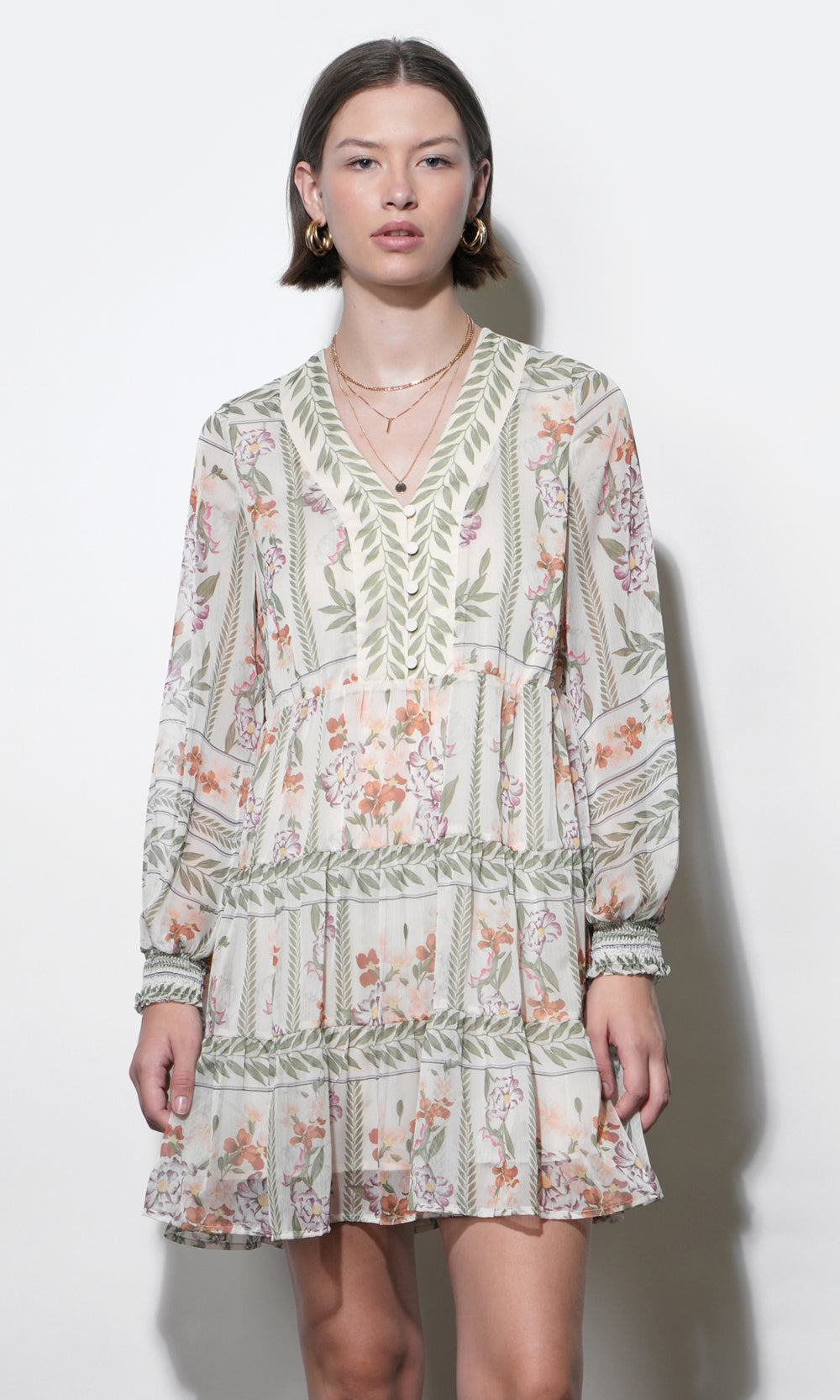 Alexis Deep V Tiered Pullover Dress