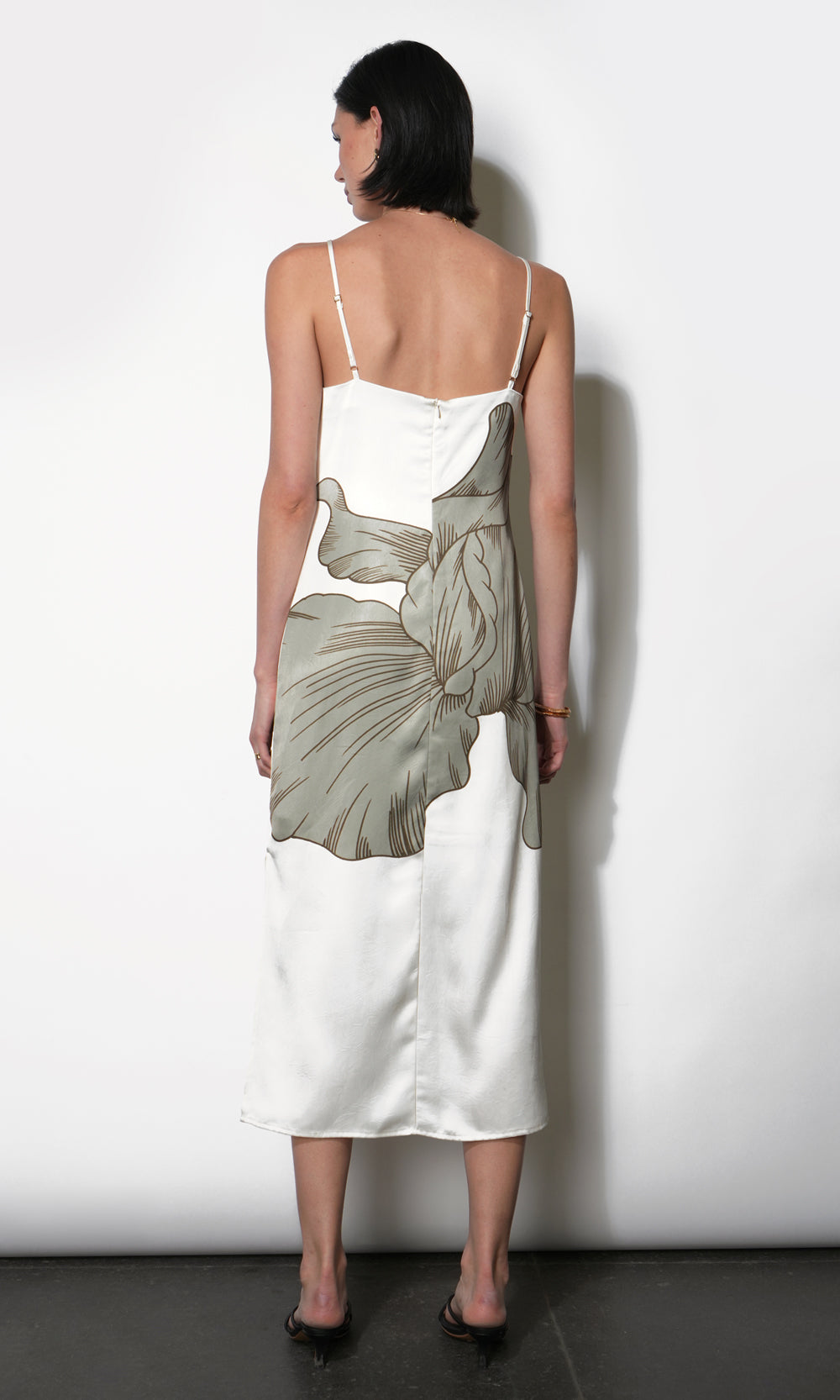 Dakota Midi Slip Dress w/ Leaf Motif