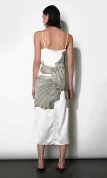 Dakota Midi Slip Dress w/ Leaf Motif
