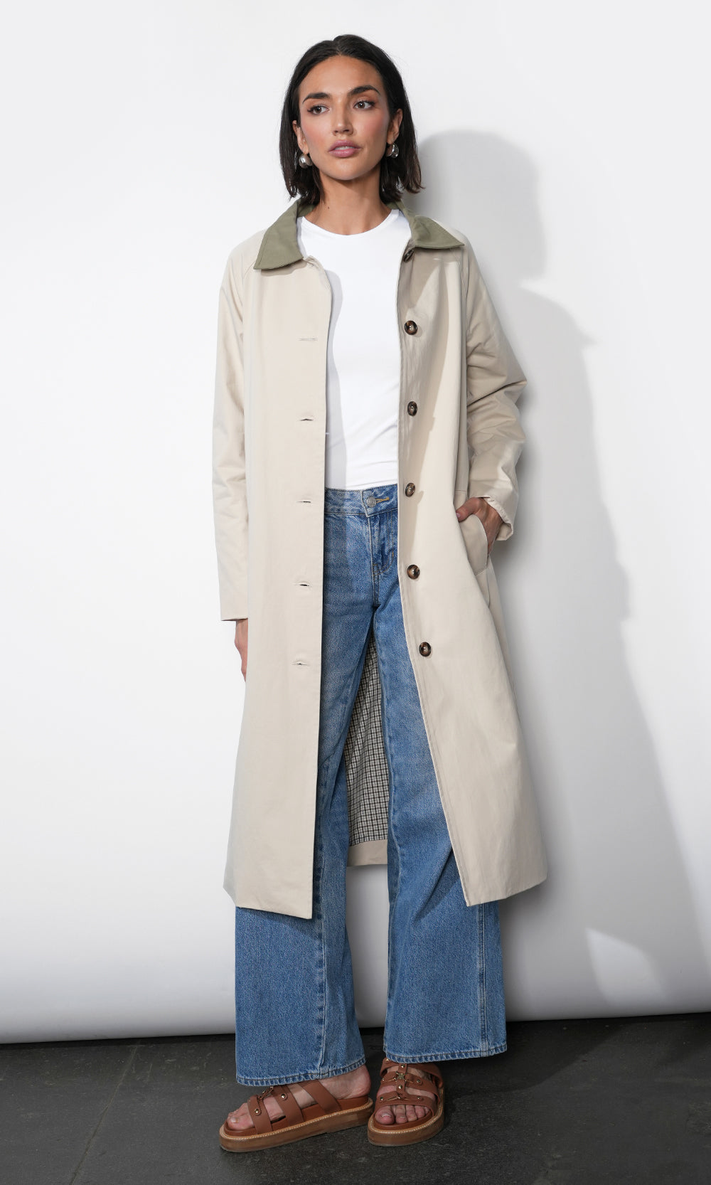 London Trench Coat w/ Grid Lining | Greylin