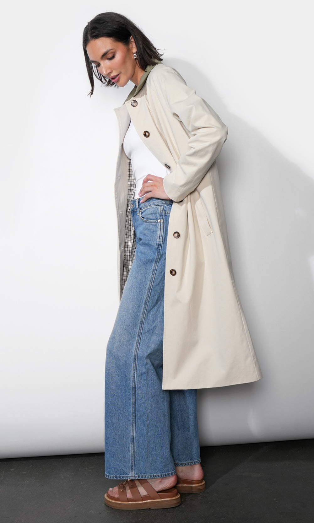 London Trench Coat w/ Grid Lining | Greylin