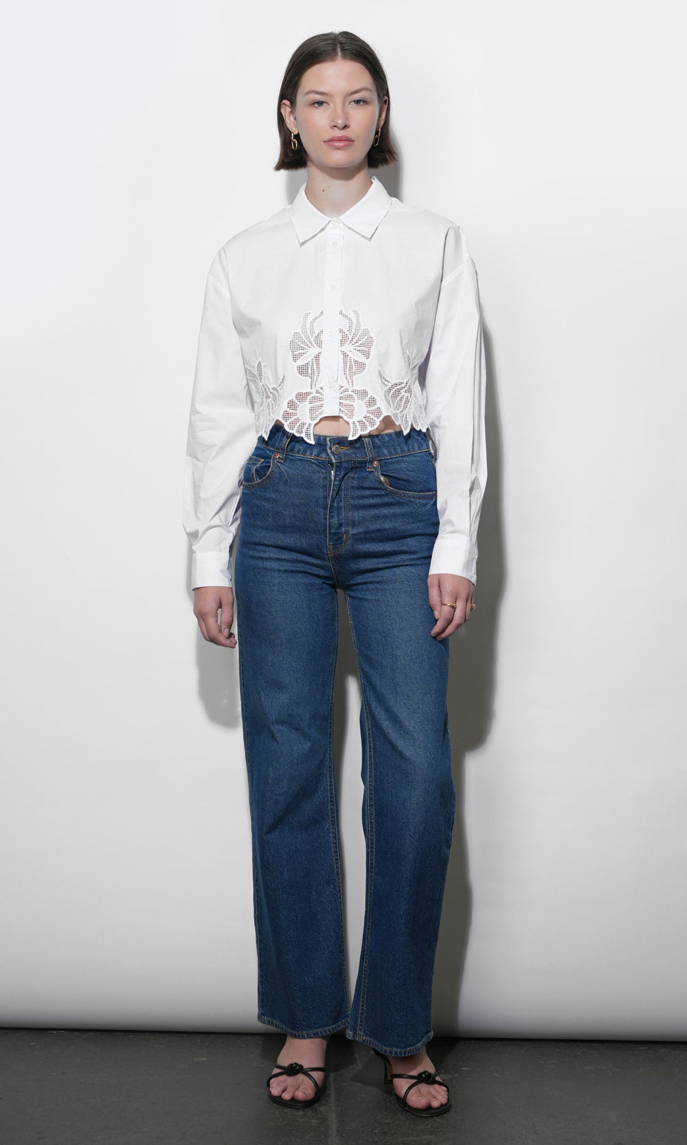 Finley Embroidered Hem Button Up Shirt