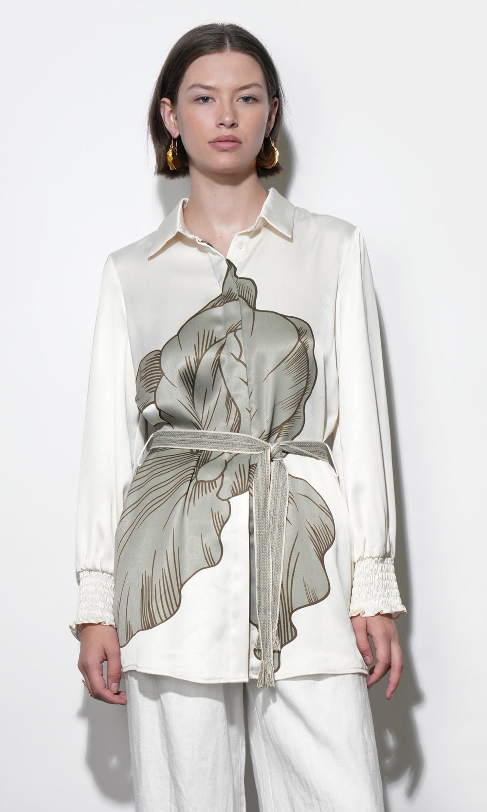 Jordan Belted Tunic w/ Smocked Sleeve