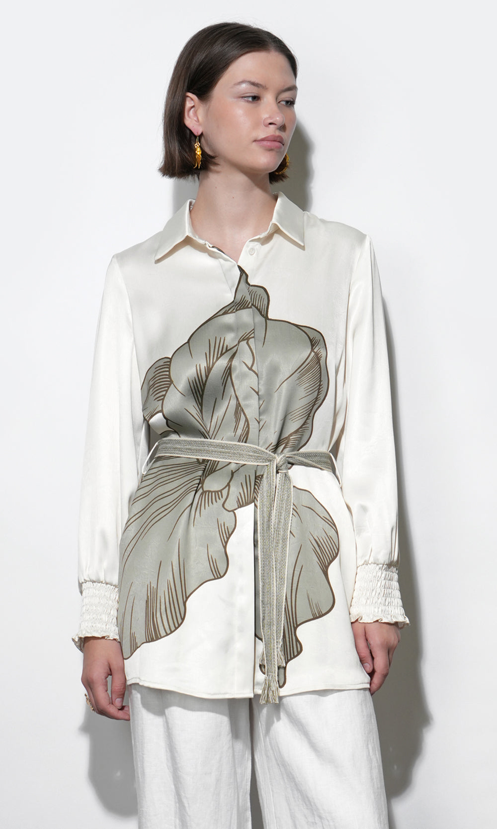 Jordan Belted Tunic w/ Smocked Sleeve