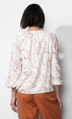 Penelope Bubble Sleeve Tie Neck Blouse