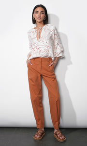 Penelope Bubble Sleeve Tie Neck Blouse