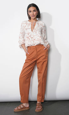 Penelope Bubble Sleeve Tie Neck Blouse