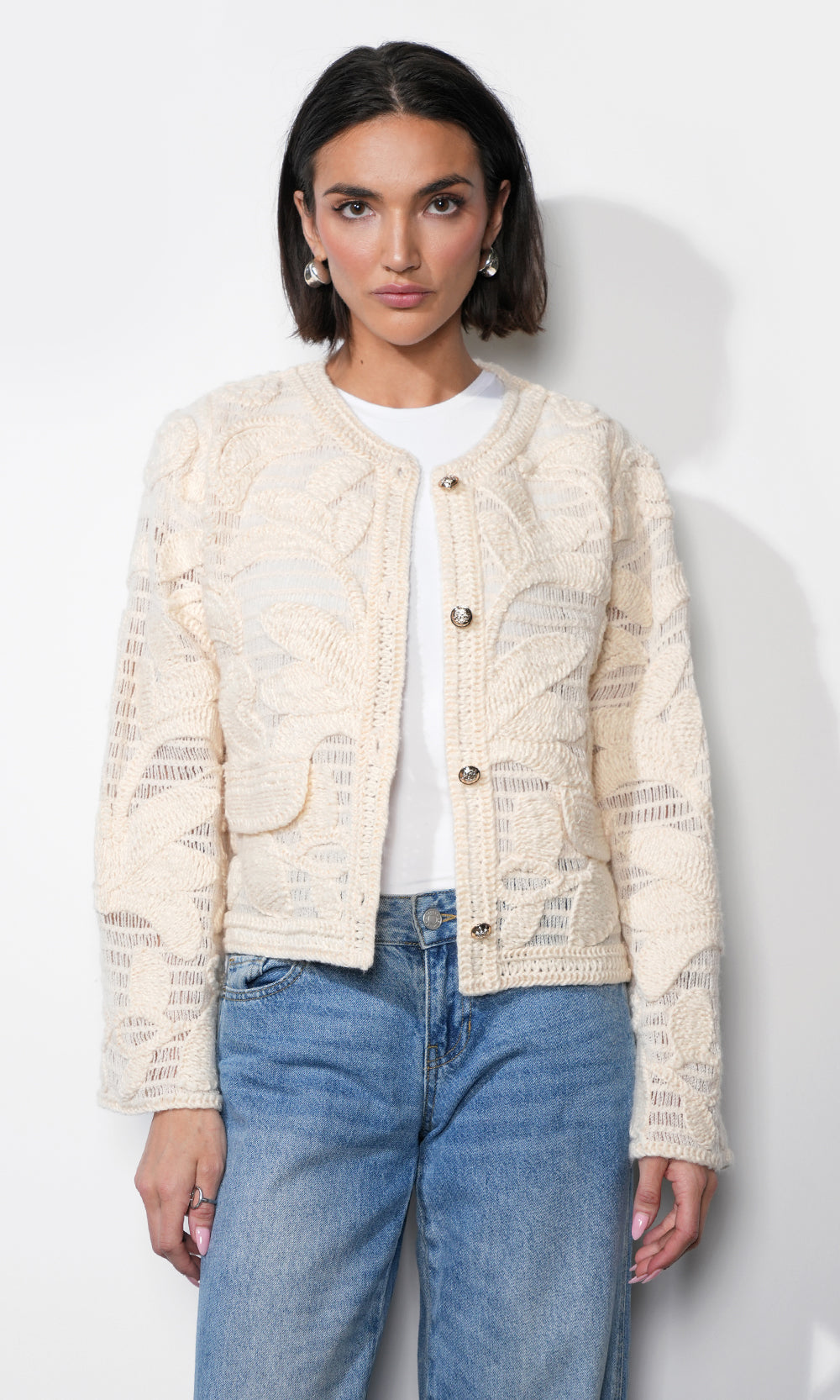24ss butcher products ニット Sutton Open Crochet Cardigan | Greylin