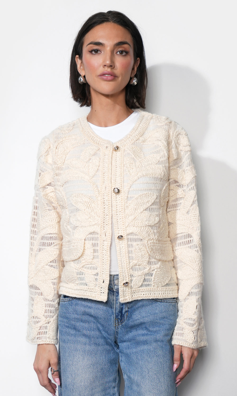 Sutton Open Crochet Cardigan | Greylin