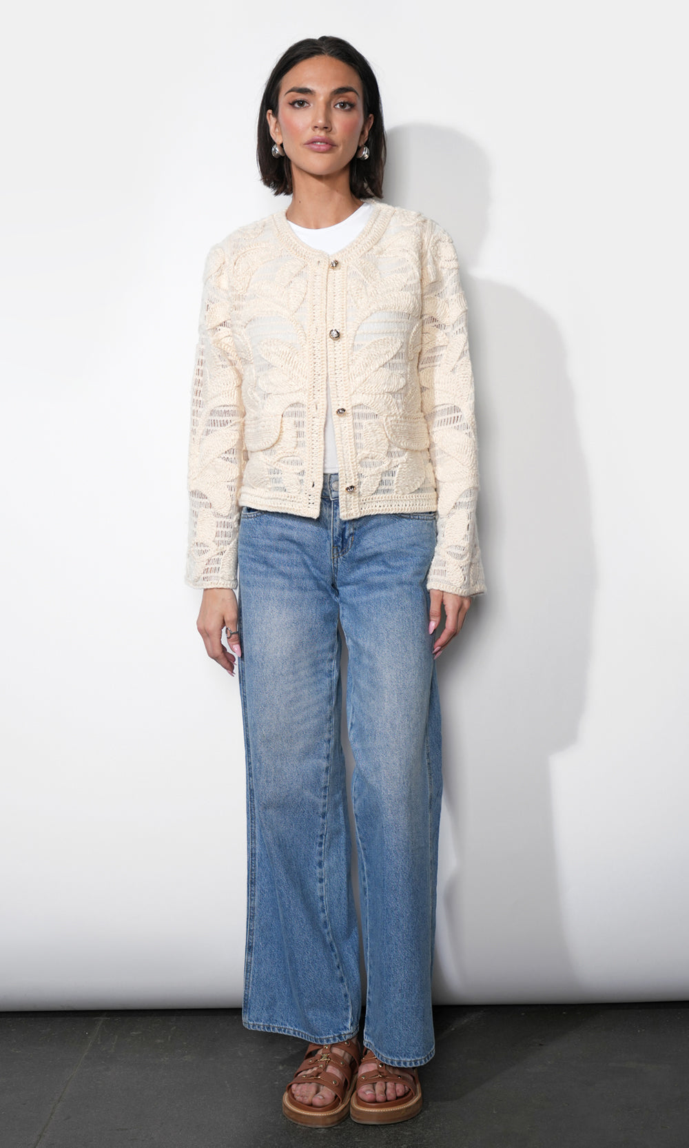 Sutton Open Crochet Cardigan | Greylin
