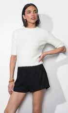 Odette Fuzzy Elbow Sleeve Knit Top