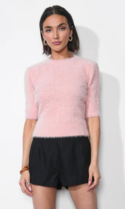 Odette Fuzzy Elbow Sleeve Knit Top