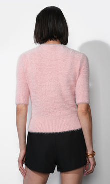 Odette Fuzzy Elbow Sleeve Knit Top
