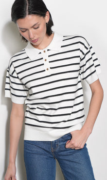 Celina Stripe Knit Polo