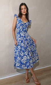 Daria Smocked Print Midi Dress