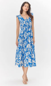 Daria Smocked Print Midi Dress