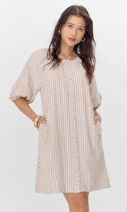 Kyra Stripe Button Front Mini Dress