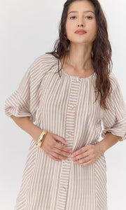 Kyra Stripe Button Front Mini Dress