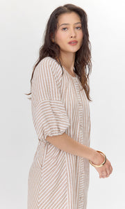 Kyra Stripe Button Front Mini Dress
