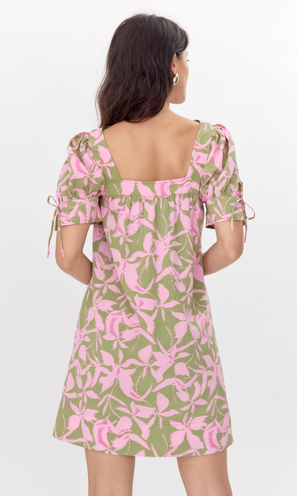 Vienna Print Square Neck Mini Dress with Tie Sleeve | Greylin Collection Vienna Print Square Neck Mini Dress with Tie Sleeve | Greylin Collection