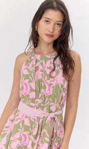 Nali Print Tie Shoulder Maxi Dress